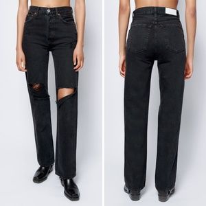 NWT Re/Done High Rise Loose Black Jeans size 26
